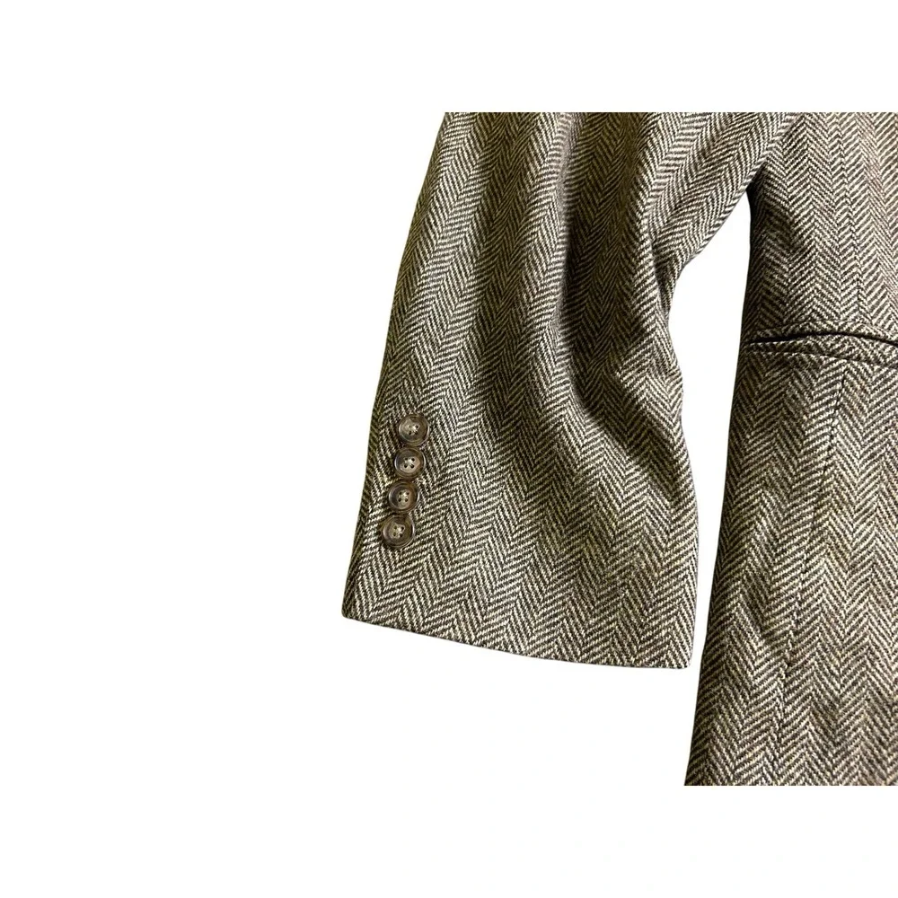 Lands' End Men's Wool Tweed 2-Button Blazer‎ Brown Beige Herringbone 42 R